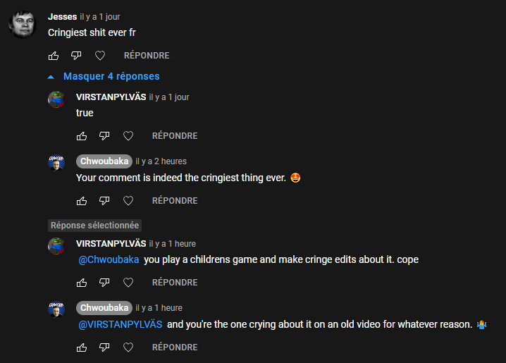 Chwoubaka's tweet photo. Commenting on a 2 years old video to cry over a game.
What a life uh? https://t.co/UF60tgDBXj