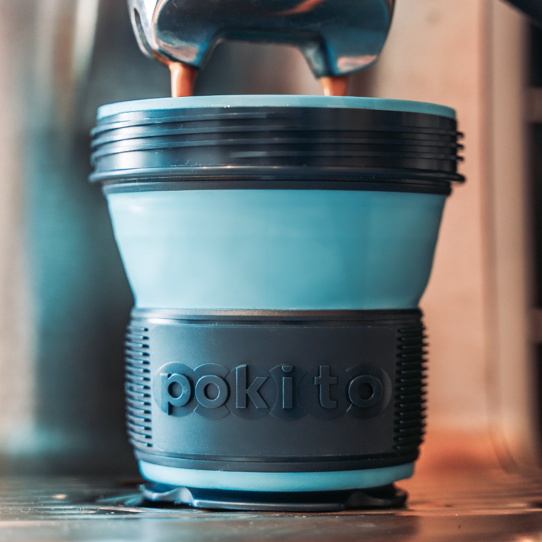Pokito reusable cups are designed to fit under a coffee machine and then fold down to fit into your bag when you're done.   

Does your coffee cup do that?   🙂💜

#reuse #coffee #britishdesign