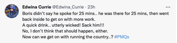 The President of High Peak Conservatives here, with her finger on the pulse of the public mood..
