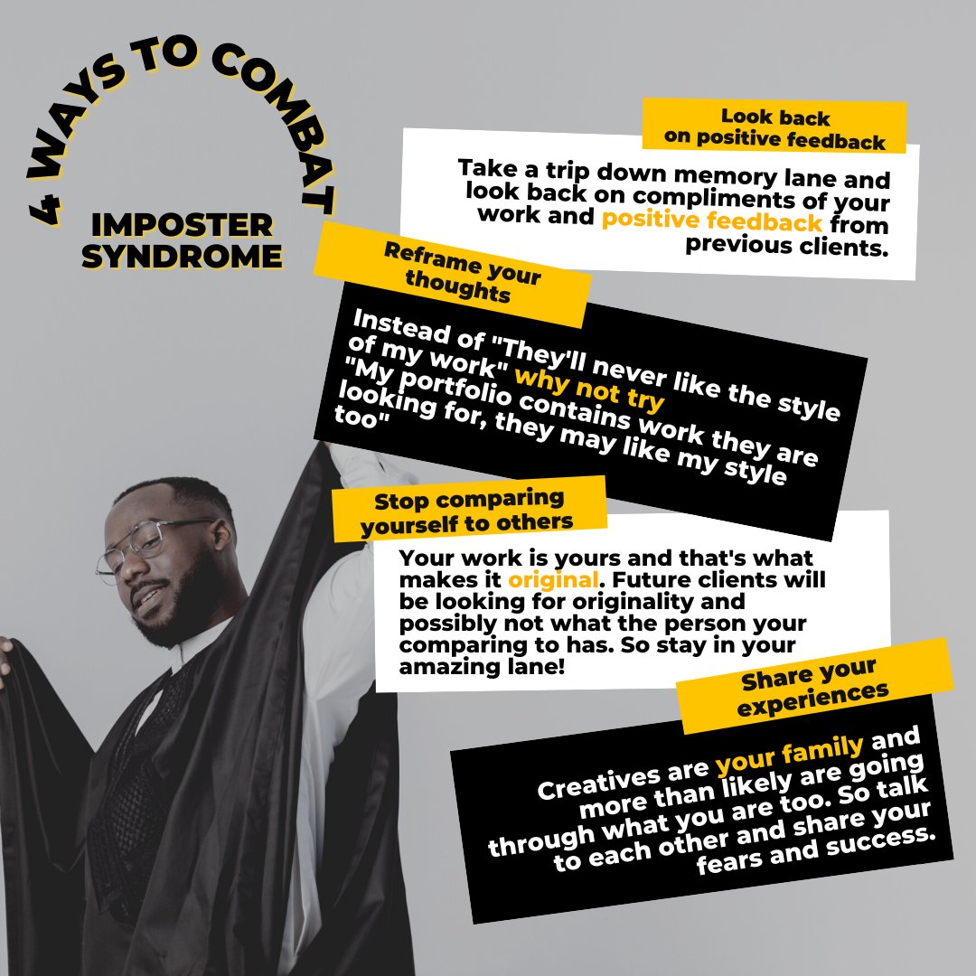 Imposter Syndrome is real and can sometimes be a real creeper! But don't worry it happens to the best of us creatives, so we've got 4 ways to help you out! ✨