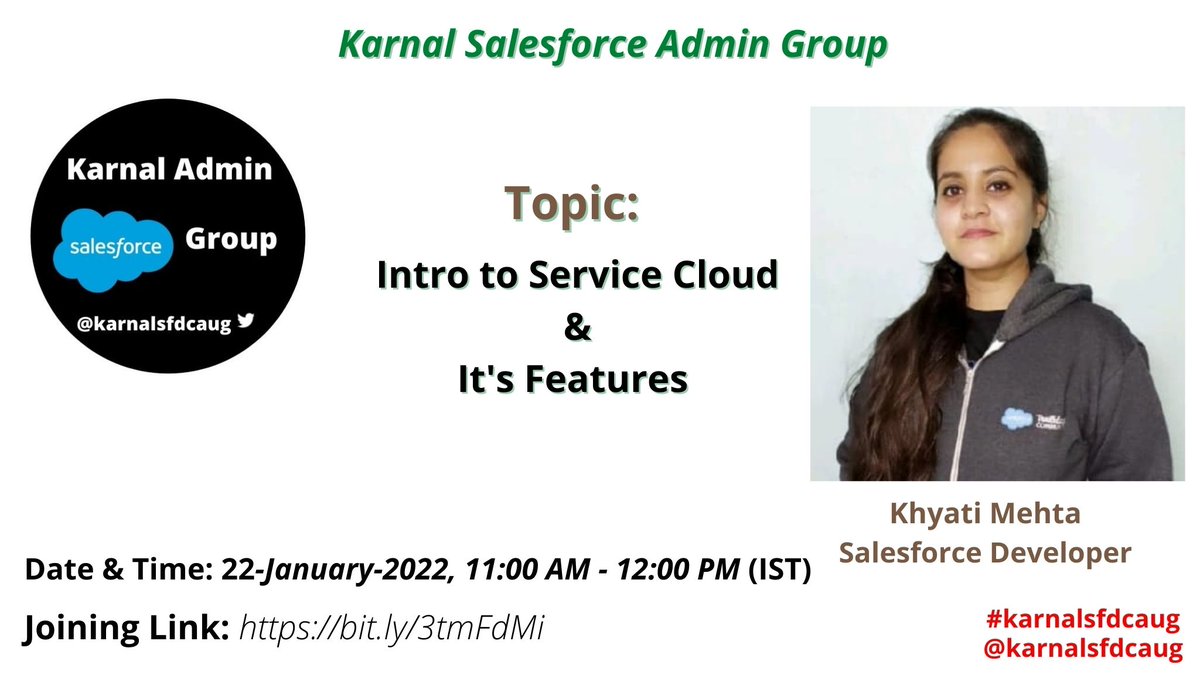 Hi Trailblazers! Let's Start 2022 with Service cloud! Join our first 2022 session on 22-Jan-2022 with @khyatu07 Joining Link - bit.ly/3tmFdMi