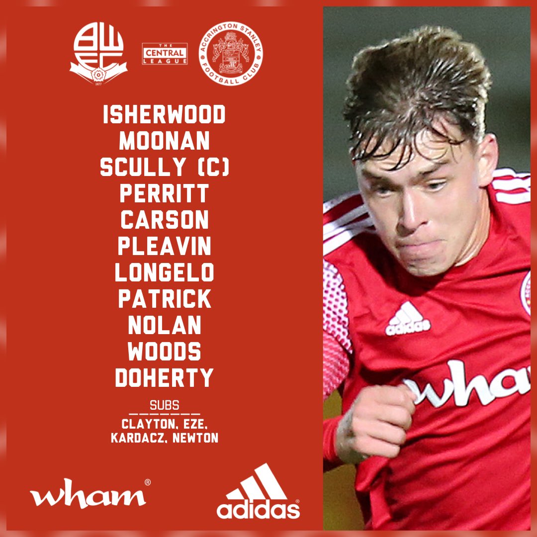 👥 𝙏𝙚𝙖𝙢 𝙣𝙚𝙬𝙨… Here’s your #asfc Under-23s starting XI for this afternoon’s Central League fixture against @OfficialBWFC.