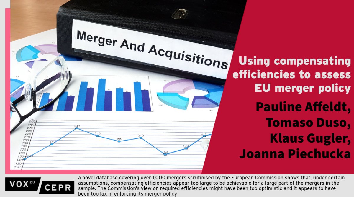 VoxEU (@voxeu) on Twitter photo Effectiveness of #EU #merger #policy assessed by analysis of level of compensating efficiencies needed for mergers notified to the <a href="/EU_Commission/">European Commission</a> to not hurt consumers
<a href="/AffeldtPauline/">Pauline Affeldt</a> <a href="/TUBerlin/">TU Berlin</a>, <a href="/tomaso_duso/">Tomaso Duso</a> @BSE_Berlin, K Gugler <a href="/WU_econ/">WU Economics Dept.</a> <a href="/JoannaPiechucka/">Joanna Piechucka</a>
ow.ly/5UvZ50HrKKo Effectiveness of #EU #merger #policy assessed by analysis of level of compensating efficiencies needed for mergers notified to the <a href="/EU_Commission/">European Commission</a> to not hurt consumers
<a href="/AffeldtPauline/">Pauline Affeldt</a> <a href="/TUBerlin/">TU Berlin</a>, <a href="/tomaso_duso/">Tomaso Duso</a> @BSE_Berlin, K Gugler <a href="/WU_econ/">WU Economics Dept.</a> <a href="/JoannaPiechucka/">Joanna Piechucka</a>
ow.ly/5UvZ50HrKKo