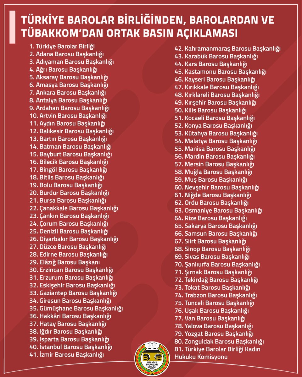 Türkiye Barolar Birliğinden, Barolardan ve TÜBAKKOM'dan Ortak Basın Açıklaması
GÖREVE DAVET EDİYORUZ

👉 tbb.av.tr/549

#DilaraYıldız