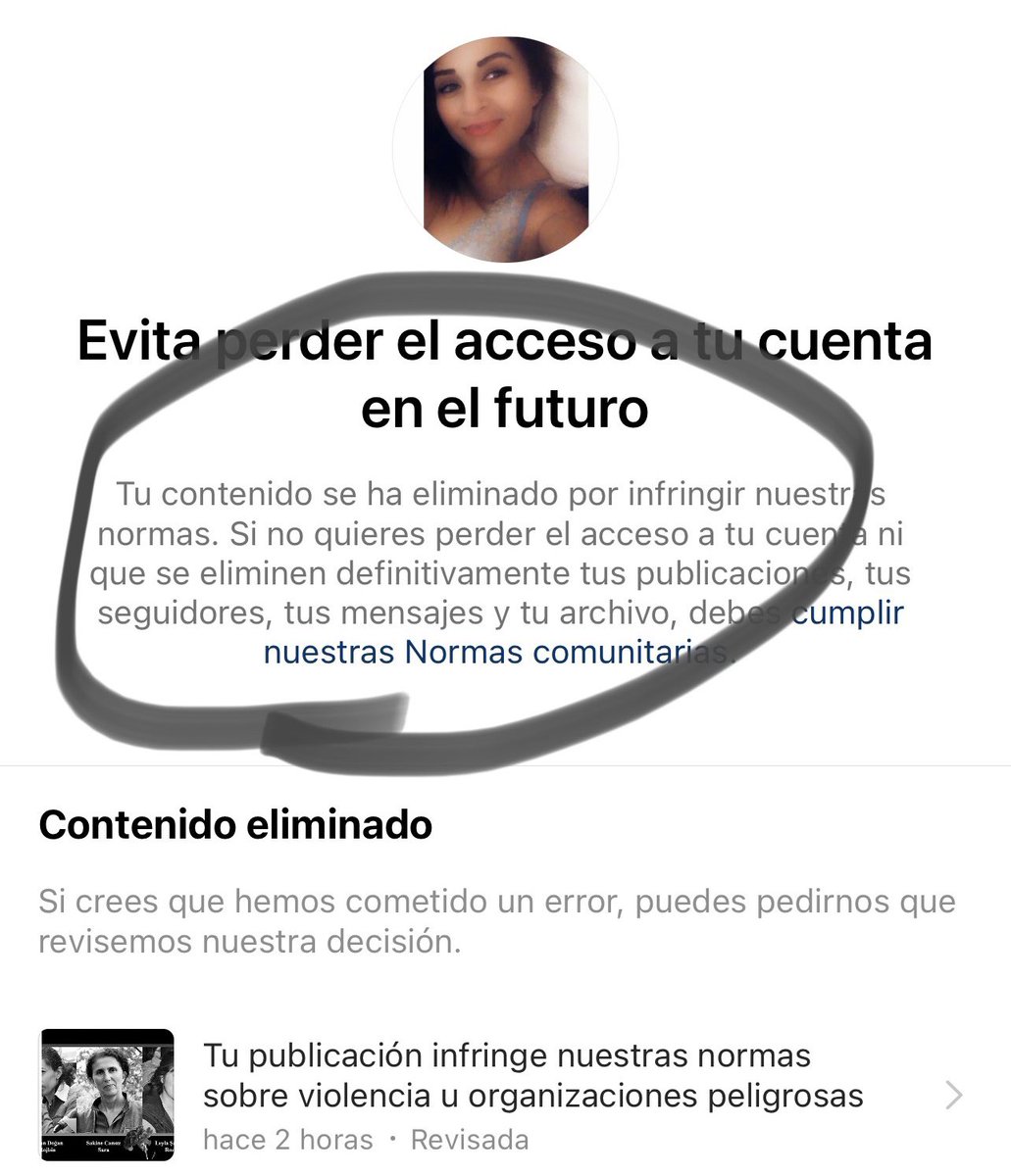 aminahekmet's tweet photo. Por el aniversario del asesinato de tres mujeres acitivisras kurdas en #Paris publiqué una foto en Instagram. Hoy la App me envía esto. “Su publicación incita al odio e infringe nuestras normas”.
Ellas fueron asesinadas, el culpable sigue libre, pero Instagram tiene otra opinión. https://t.co/ZrrKsN3I5i