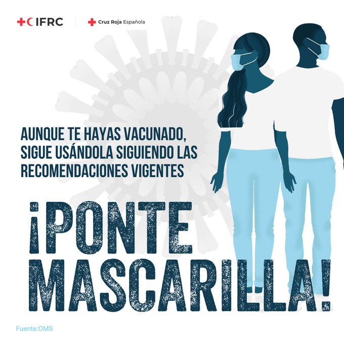 CruzRojaSevilla's tweet photo. [#Salud]❤️

La mascarilla sigue siendo la mejor herramienta para evitar la propagación de la #COVID19. 

Aunque te hayas vacunado, sigue usándola siguiendo las recomendaciones de las autoridades sanitarias. 

#NoBajesLaGuardia https://t.co/JPM43F5CVp