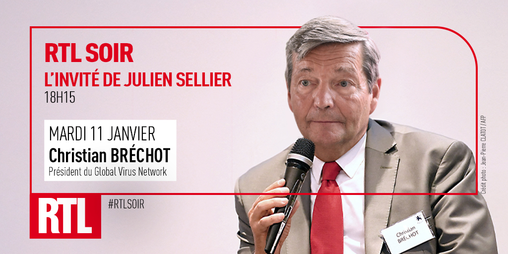 RTLFrance's tweet photo. 🎙🔴📻 Aujourd'hui dans #RTLSoir, Christian Bréchot, virologue et président du #GlobalVirusNetwork, ancien directeur de l’Institut Pasteur, sera l'invité de @JSellier. Il répondra à toutes vos questions à partir de 18h15 sur #RTL 👈 https://t.co/MOWU5GD80x