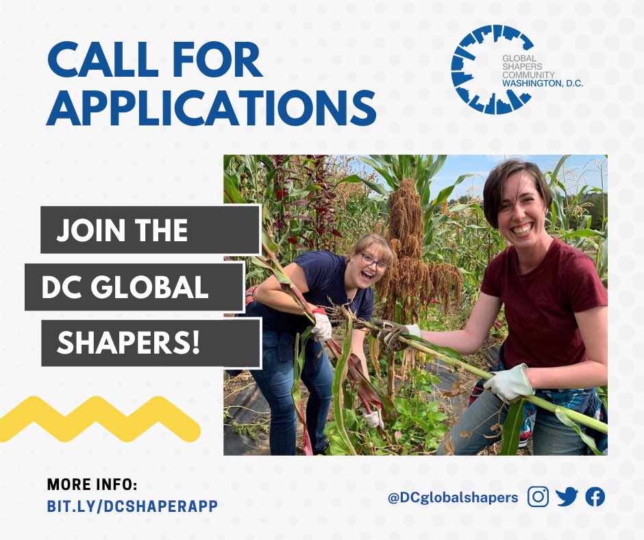 📣 Are you a DC young professional with an entrepreneurial spirit, proven leadership ability and the desire to improve the state of the world? 🌎 Then you should consider applying to become a Global Shaper! 👉🏻 bit.ly/DCShaperApp

 Info. session coming soon! 🗣