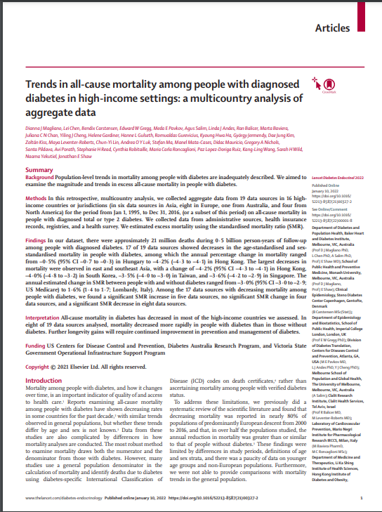 redGDPS's tweet photo. 🥁 Otra lectura internacional imprescindible con participación de compañeros📚

🔝 "Tendencias en la mortalidad por todas las causas entre las personas con #diabetes diagnosticada en entornos de altos ingresos: análisis multinacional de datos agregados"

https://t.co/xze1AfkT29 https://t.co/c7TzpZ72a0