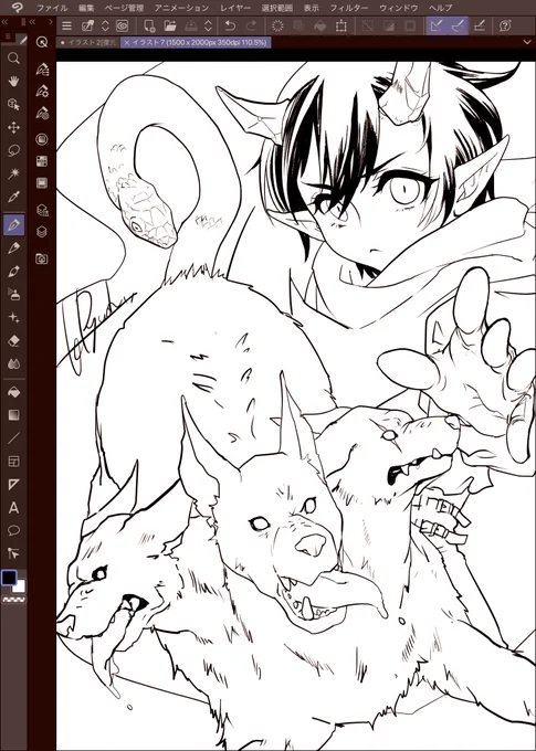 線画楽しいwip 