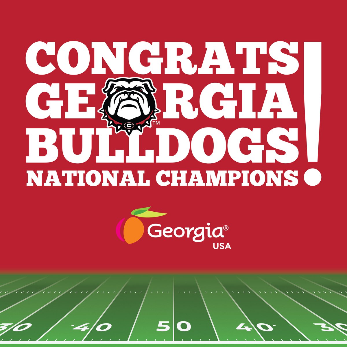 gdecd's tweet photo. Teamwork produces the greatest results. Congratulations to the @universityofga on your @GeorgiaFootball National Championship win! Thanks for showing how it’s done here in Georgia. https://t.co/CYzm07XJWf
