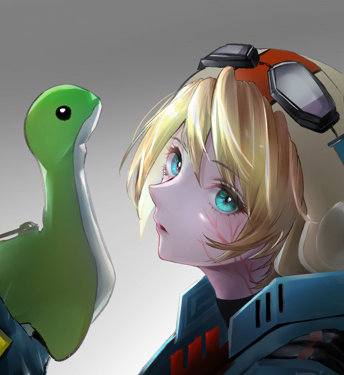 wattson (apex legends) 1girl goggles animification scar on cheek scar scar on face blonde hair  illustration images
