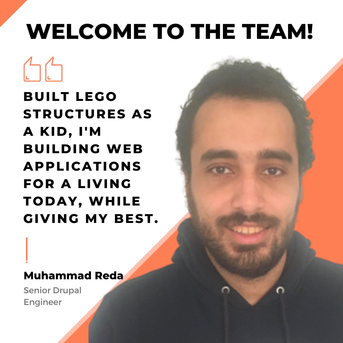 axelerant's tweet image. Meet our #SeniorDrupalEngineer, Muhammad Reda. 🤝

His passion for building LEGO structures persisted and turned into his passion for architecting web applications. 😍

He reads, enjoys football, PS gaming, and movies (excluding the romantic genre). 💁‍♂️

#NewHire #Drupal