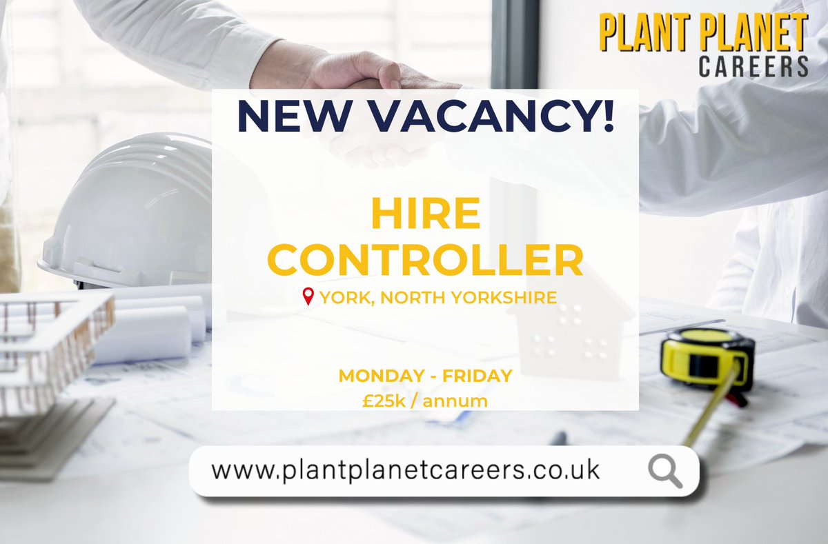 PPCareers's tweet image. New Vacancy!🚧

Our client is looking for a #HireController to manage daily incoming &amp;amp; outgoing hires!

👷‍♂️Hire Controller
🗺#York
⌚Mon - Fri
💲£25k

Check out Plant Planet Careers for details &amp;amp; apply today!⬇
plantplanetcareers.co.uk/job/hire-contr…

#ConstructionJobs #YorkJobs #ConstructionHire