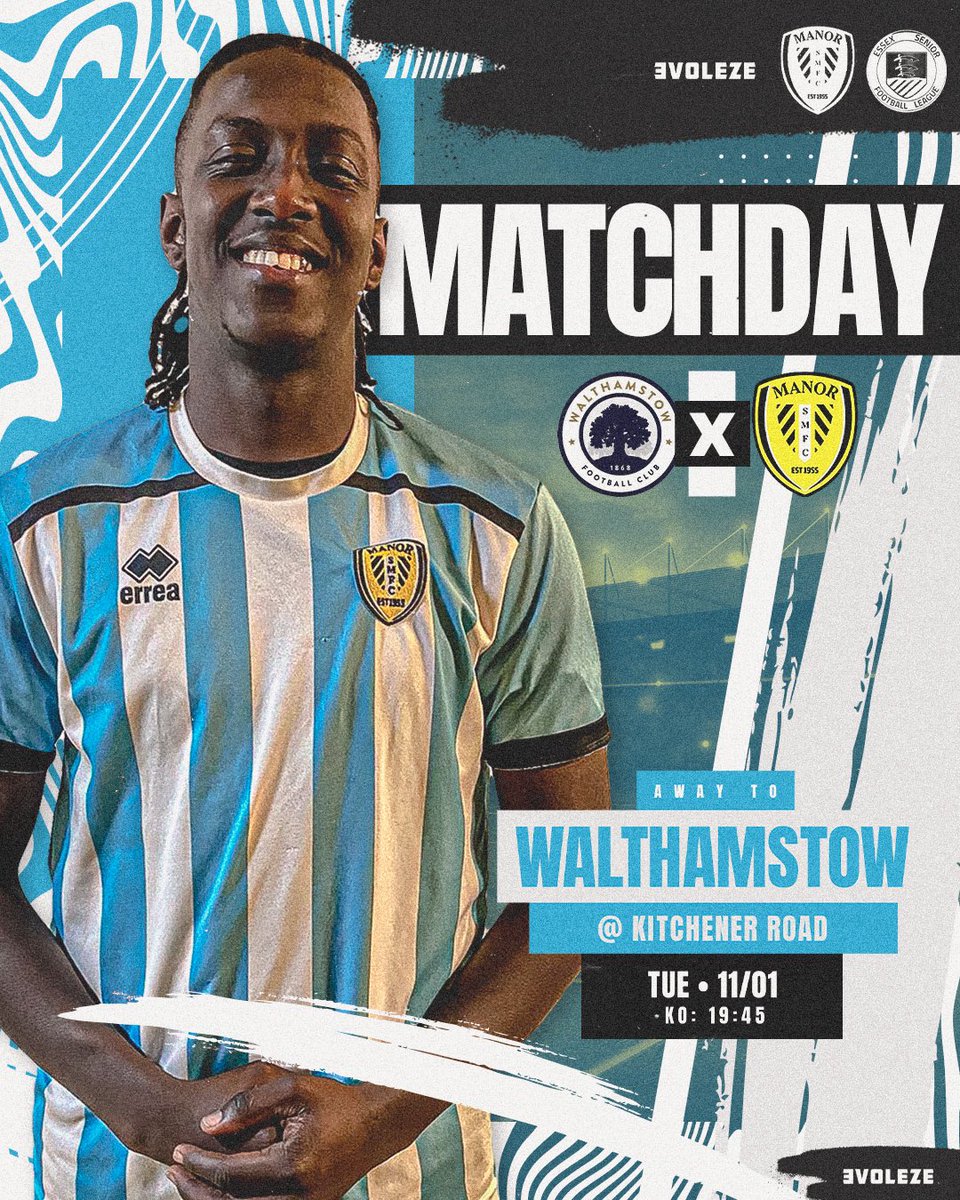 SouthendManorFC's tweet photo. Match Day⚽️⚽️

We travel to Walthamstow in the Errington Cup.
⏰- 7:45pm KO
#OurManor💛🖤 https://t.co/vN59BjuOaS