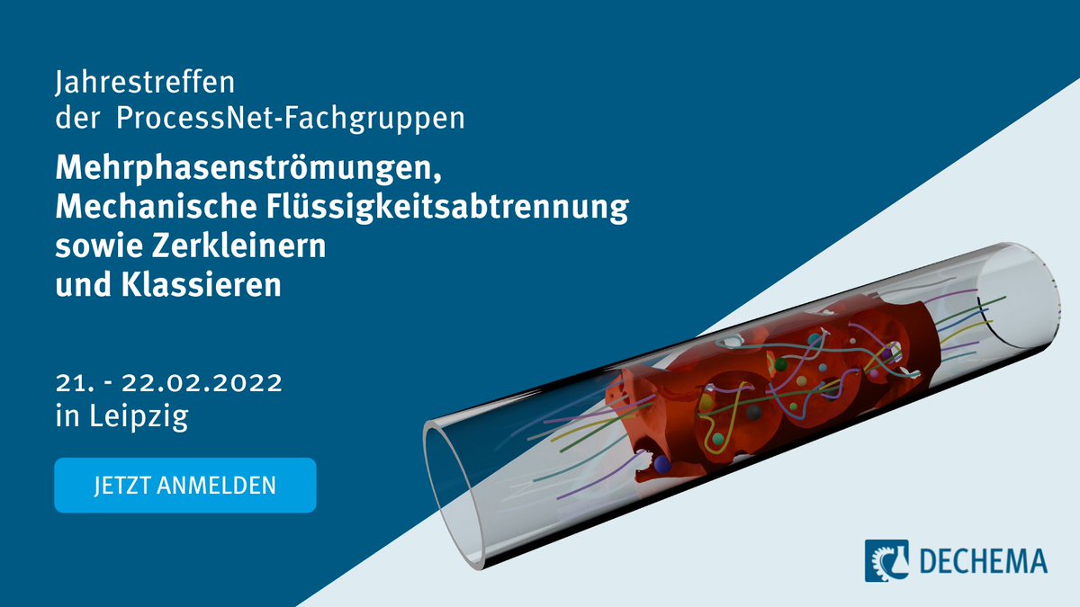 DECHEMA's tweet photo. #DECHEMAveranstaltungen Das gemeinsame #Jahrestreffen der Fachgruppen MFA, MPH und ZER bietet Gelegenheit zum intensiven Austausch zur Erzeugung und dem Umgang mit #dispersen #Feststoffen. 
Mehr Infos unter: https://t.co/0fnXQdyHto
Copyright Titelbild: Uni Bremen #ProcessNet https://t.co/tIweYOqs76
