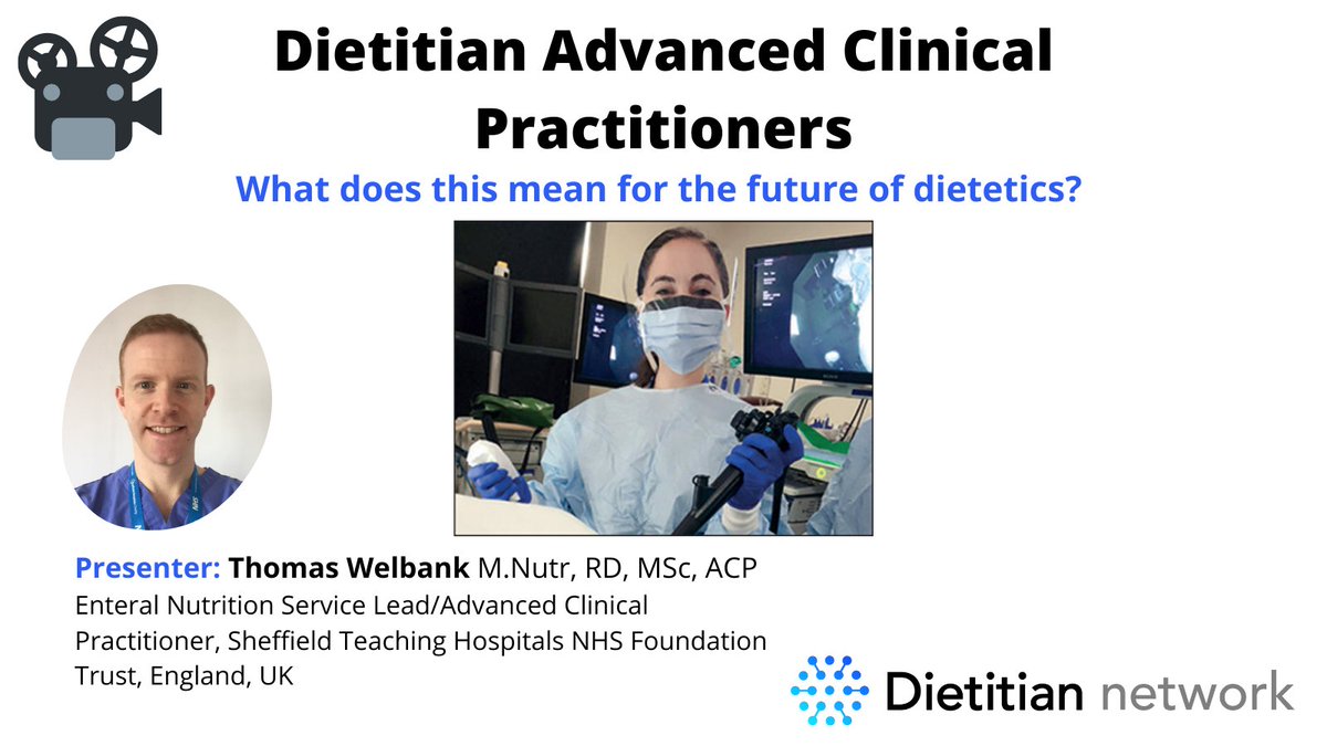 🎥 This week's Expert Presentation on Dietitian network will be from UK dietitian Tom Welbank who is an Advanced Clinical Practitioner who can place gastrostomies! 📍dietitian.network
<a href="/DrPFCollins/">Peter Collins</a> <a href="/DietitianNwork/">Dietitian Network</a> <a href="/trust_indi/">INDI</a> <a href="/BDA_PENG/">BDA Parenteral and Enteral Nutrition Group</a> <a href="/dietitiansaus/">Dietitians Australia</a> <a href="/Tom_ACP/">Tom_ACP</a>