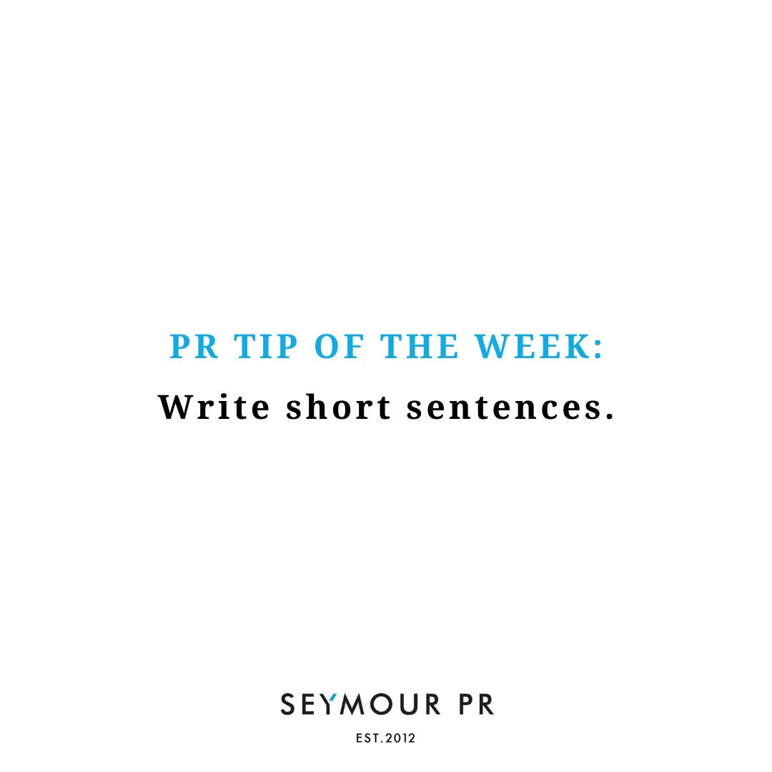 Our #PRTIP of the week is here. We've said it before and we'll say it again... journalists don't write long, overcomplicated sentences. Don't give them work to do - keep it short and in plain English.