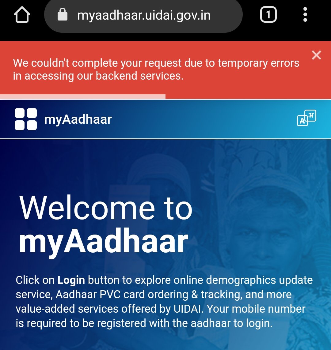 KManisah's tweet photo. @Aadhaar_Care Please find error message https://t.co/rXAzBJXyoW