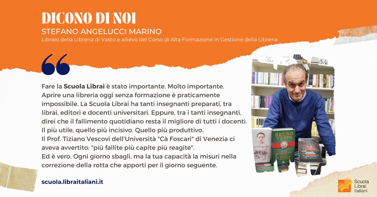 #slitestimonials
Grazie a Stefano, proprietario della Libreria di Vasto, per le sue parole sul Corso di Alta Formazione in Gestione della Libreria. L'aggiornamento e la formazione continua dei #librai è da sempre il cuore dell'attività di #scuolalibrai 
#corso2022 #corsoperlibrai