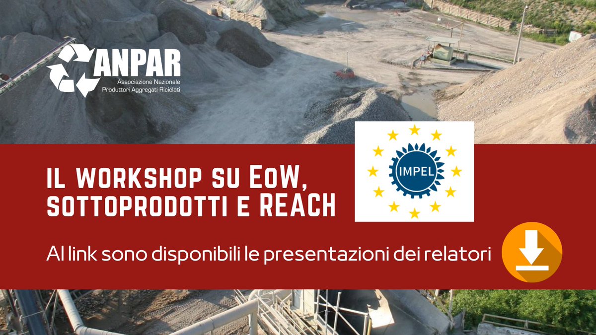 anparorg's tweet photo. #ANPARinforma 
Greta Mosconi #ANPAR e Alejandro Navazas @EuRIC_Recycling sono intervenuti nel workshop @IMPELNetwork  “End-of-waste and By-products: compliance with REACH”.

Nella news disponibili le slide dei relatori https://t.co/BwZzu3MRTS https://t.co/otAZbDnn01