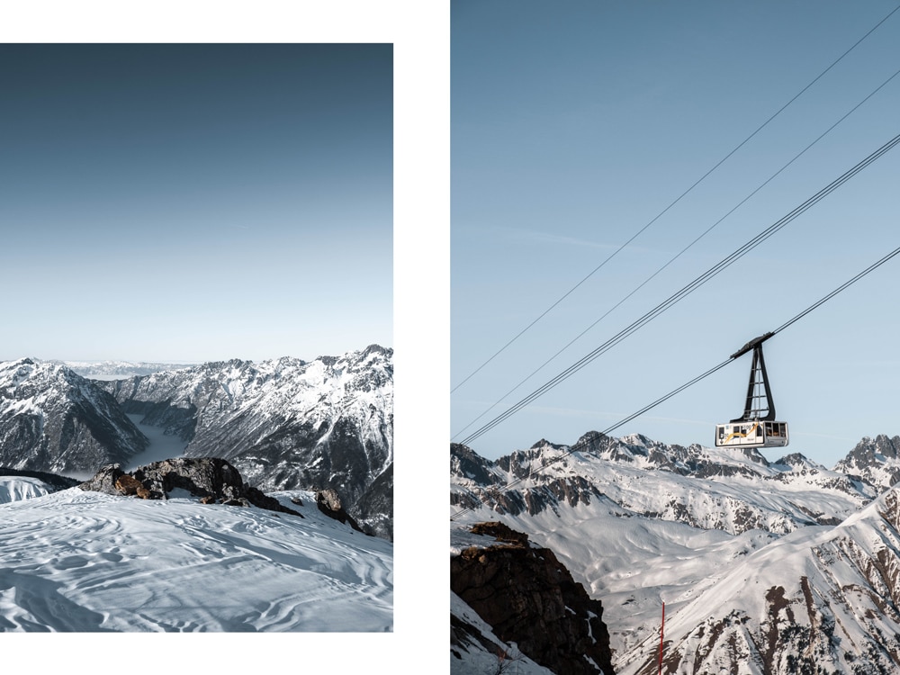 Au-dessus de la mer de nuages à Oz-Vaujany. 
Alors que les vacanciers ont pris le chemin du retour, il est temps de chausser les skis et de monter au-dessus des nuages pour retrouver la douceur du soleil et les sensations de la glisse, juste pour nous ! lesmondaines.com/ski-oz-vaujany/