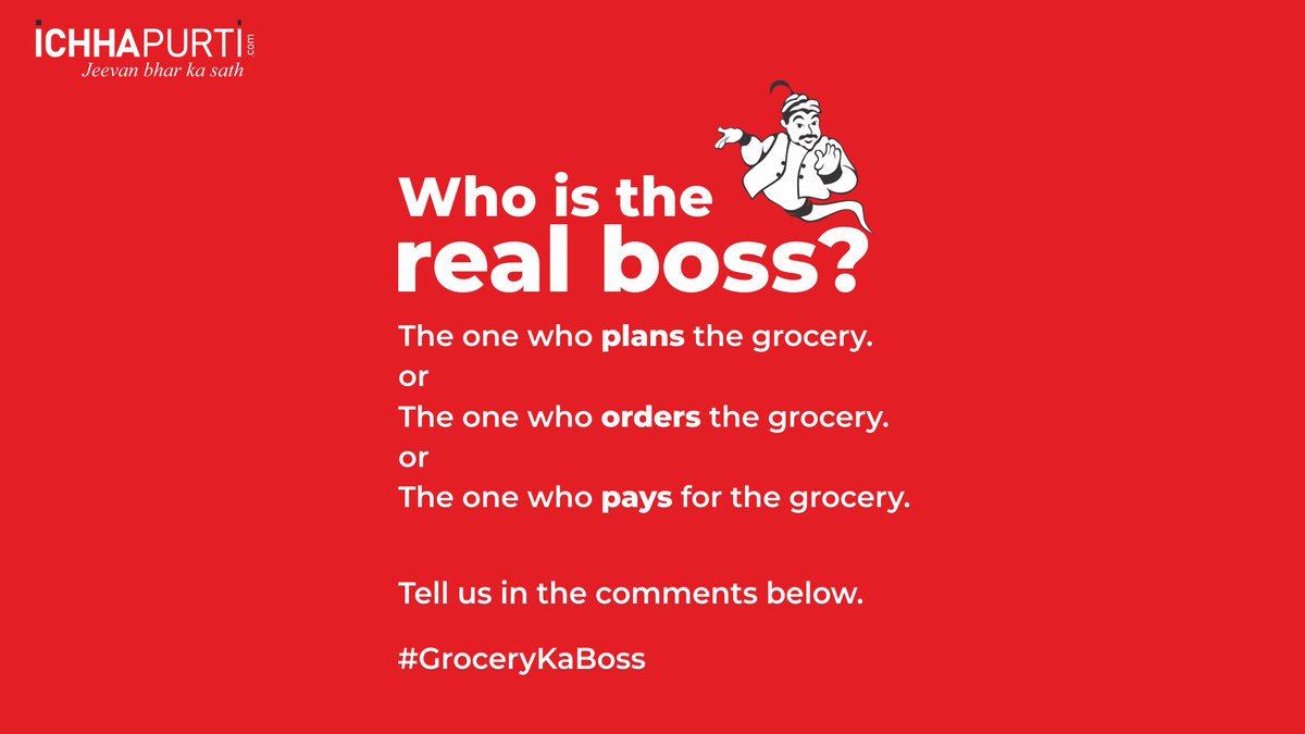 ichhapurti's tweet photo. Grocery ka bhi Boss hota hai! That's right!

#GroceryKaBoss #Ichhapurti #IchhapurtiGroup #IchhapurtiShopping #IchhapurtiOnline #OnlineShopping #OrderFromHome #IchhapurtiStores #GroceryShopping #GroceryStore #RetailIndia #DigitalIndia #BestPrice #BestProducts #StayHomeStaySafe https://t.co/8NmglXosYI