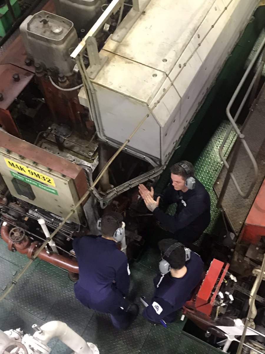 We regularly train to react to breakdowns of machinery. If an engine were to malfunction at a critical moment we would need to take swift action to keep the ship and crew safe. Leadership and teamwork from bridge to engine space.👇 #GreatScott #GreatTraining