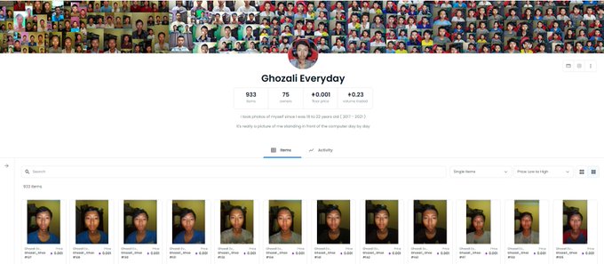 Profil Ghozali di OpenSea.com