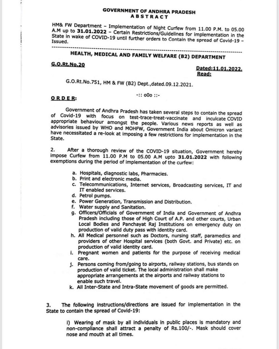 SannidhiBrothe's tweet photo. #JUSTIN
Night Curfew (11 PM - 5 AM) and 50% Occupancy in theaters in AP until January 31st.
G.O. issued.
#AndhraPradesh #Jagan #Omicron
#APLockDown https://t.co/MNiaBkjoiW