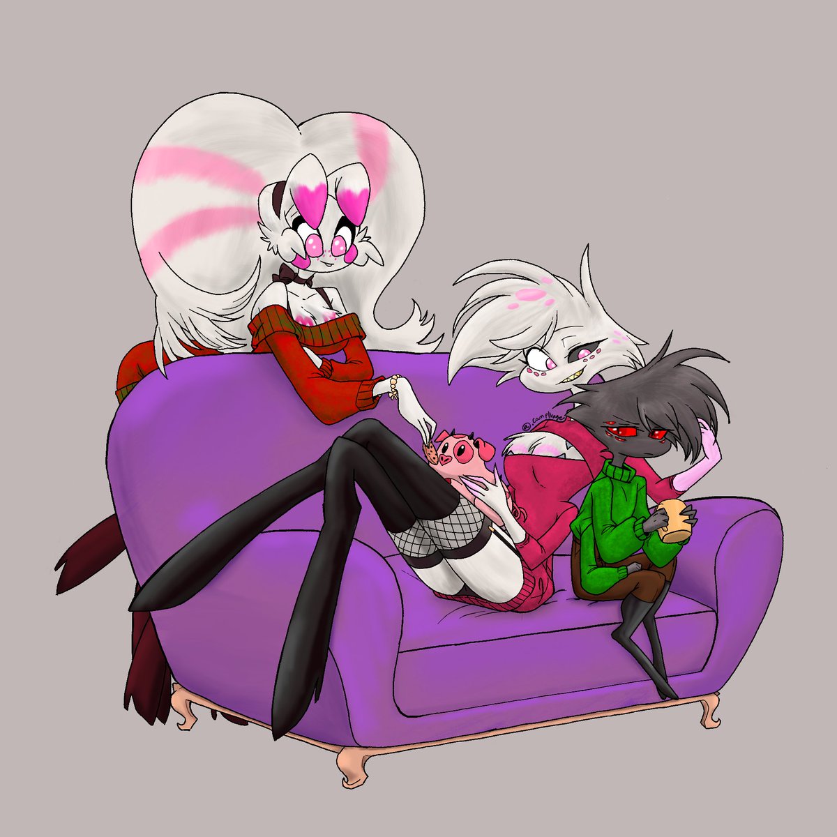 13MissTerry's tweet photo. Their art, my colors.
I wanted to finish by Christmas, butโฆ life happens. Original work done by the talented @Doodeo95. Check em out. #HazbinHotel #Angeldust #Arackniss #spidersiblings https://t.co/laMg1wHJcv