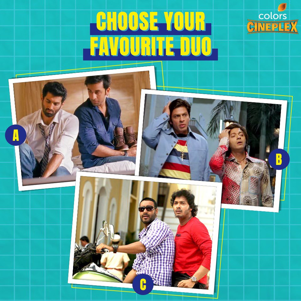 Colors_Cineplex's tweet photo. Kiski jodi aapko lagti hai behadh bemisaal?
Tell us in the comments. 

#ColorsCineplex #Golmal3 #OmshantiOm #YJhD #Bolly #BollywoodLove #BollywoodFan #favouriteJodi #MovieLovetd #BollywoodLovers https://t.co/ambDdewBPi