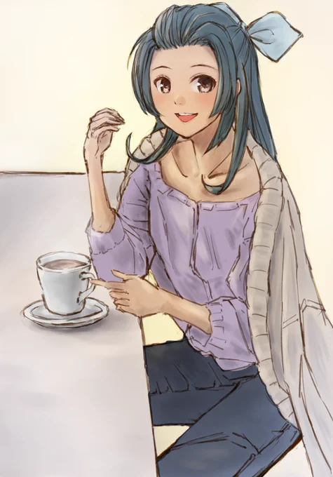 『あ、提督。ん、これ?これはココアだよ。提督も飲む?折角だから、一息ついていきなよ!(*'ω`)』
#艦これ #涼波
というわけでスズちゃんと一息つくことになりました!
この時期は温かい飲み物が恋しくなりますね～!(∩'∀`)∩ 