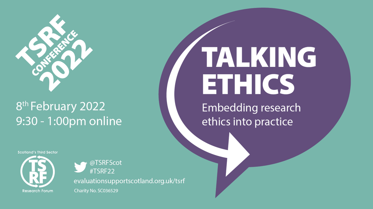 Book a free place on our online conference on 8th February for #researchers working in or with third sector in Scotland. Listen to experienced researchers talking about how they overcome some research ethical dilemmas & share ideas with peers. To book: bit.ly/3JVU3zv