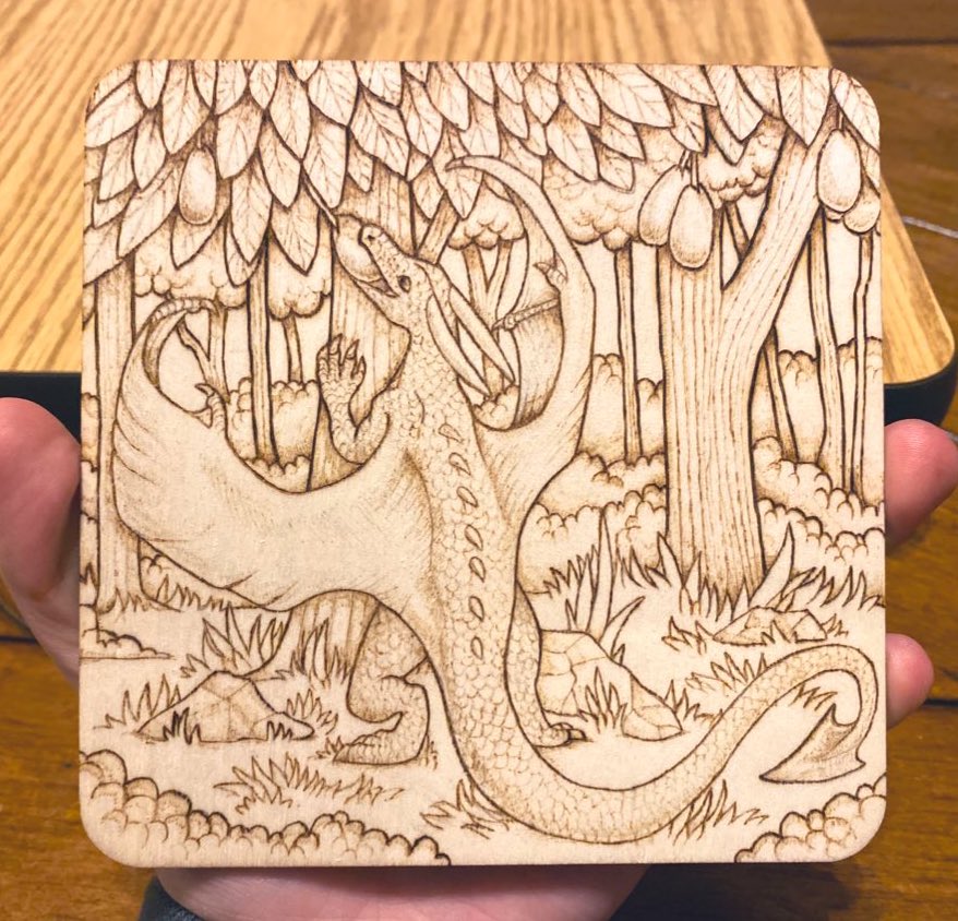 My first 5x5 inch wood burning slab and my first background scene! #pyrography #dragon #dragonart #fantasyart #woodburning