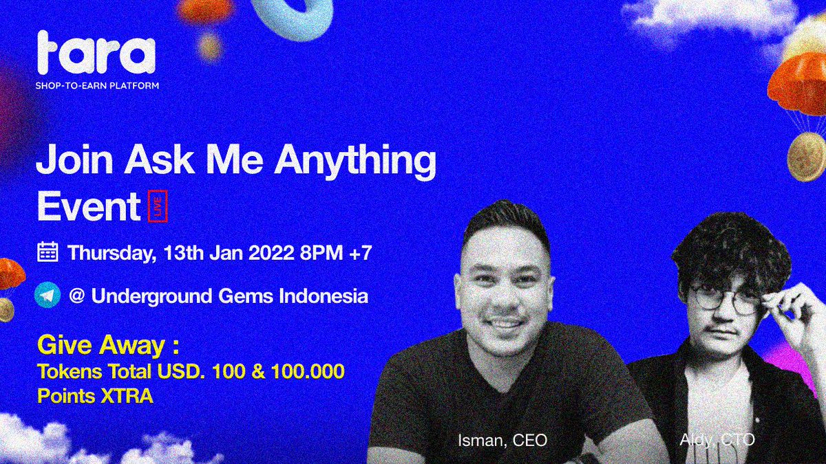 follow live or in group <a href="/UGI_Community/">Undergrond Gems Indonesia ⚔️</a> 
t.me/UndergroundGem…
get to know @Taraplatform and get the prize

Join $XTRA t.me/taraplatform