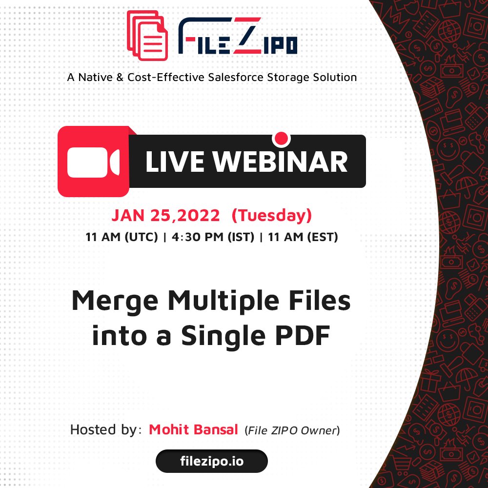 FileZipo's tweet image. File ZIPO&apos;s #MergeFiles feature helps you to combine multiple files in a single PDF directly in your #Salesforce org. Join our upcoming #webinar to understand how you can leverage this. Register for Free- bit.ly/33oGh7G 

#FileZIPO #AppExchange #SalesforceApplication