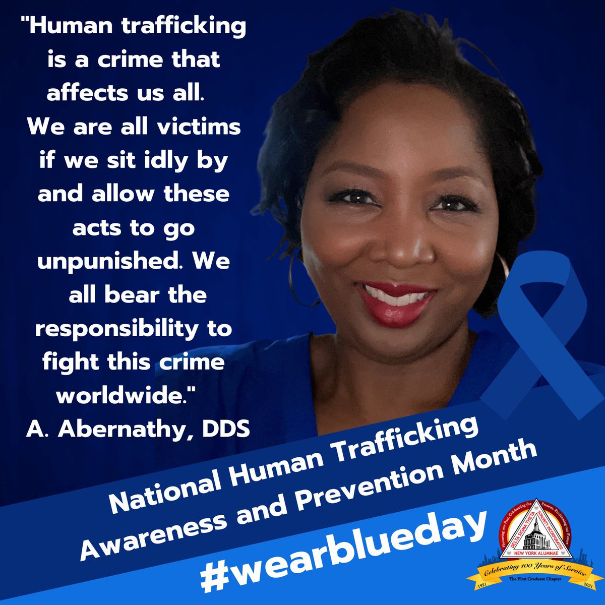 AngelaA_DDS's tweet photo. Human trafficking is a crime that pulls at the heartstrings of us all.  We are all victims if we sit idly by and allow these acts to go unpunished. We all bear responsibility to fight this in our towns, cities and neighborhoods. #WearBlueDay https://t.co/AyfNa8JjSj