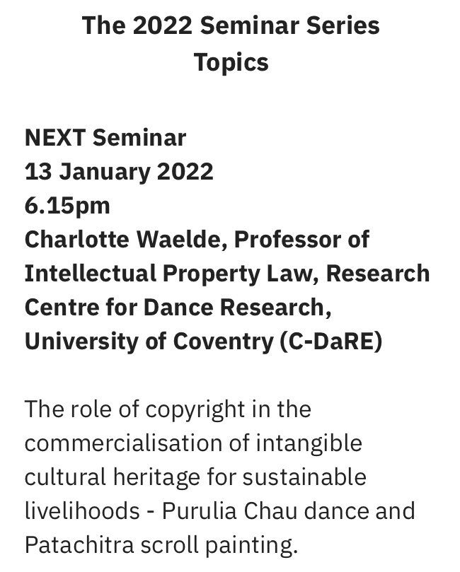 MMFrabboni's tweet photo. The next  @BLACAORG seminar will host Professor Charlotte Waelde - what a treat for the start of the new year. https://t.co/3L14dMewRp https://t.co/3i4ho1Pv7D
