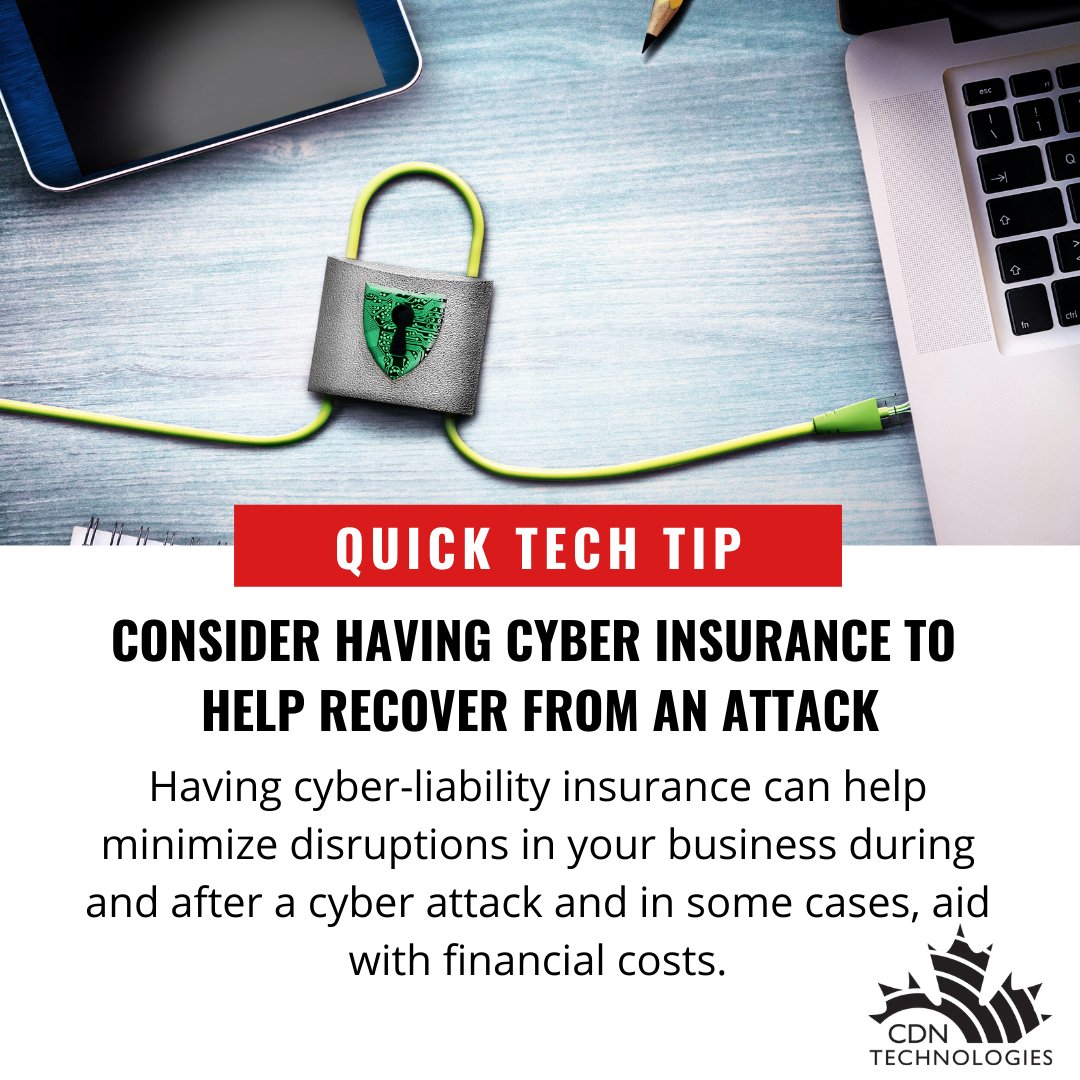 CDNTechnologies's tweet image. Think cyber-liability insurance is something you should have but aren’t sure? Send us a message and we can help you find out!⁣
⁣
Follow us for great tech tips to keep your productivity high and your business safe!⁣
⁣
#quicktechtip #lifehack #businesstip #CDNTechnologies