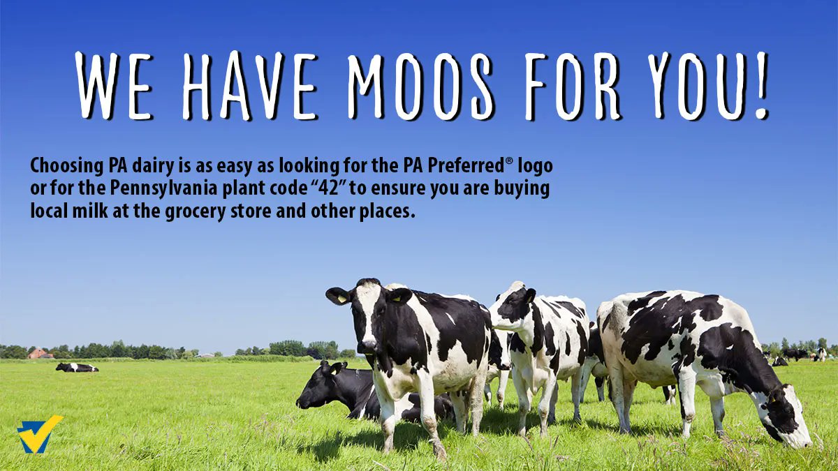 PAAgriculture's tweet image. Celebrate #MilkDay the PA way: with three servings of #PAPreferred dairy! 🥛

🐄 Find PA Milk: bit.ly/2ZpihtK