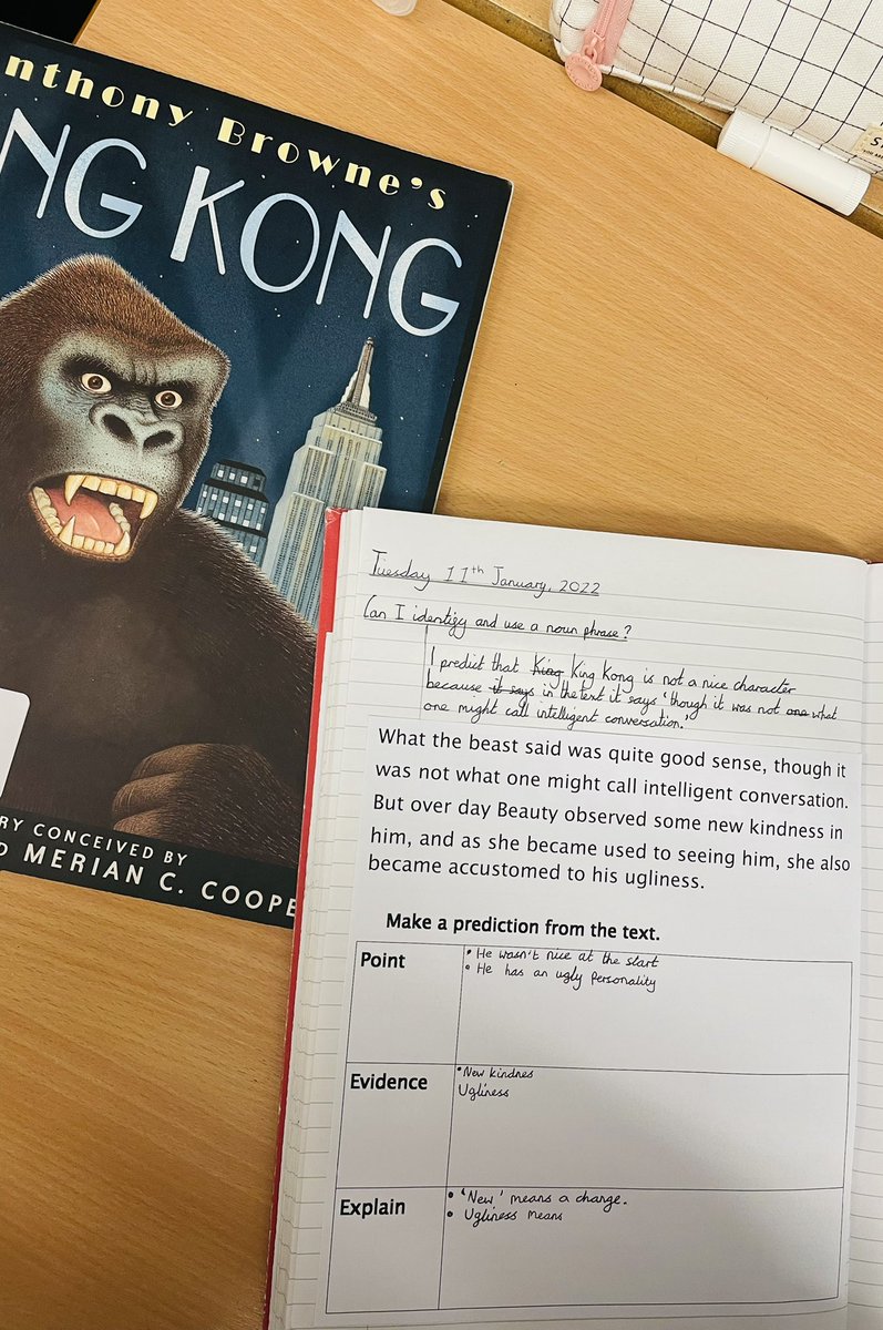 CambRdSchool's tweet photo. This morning Year 6 started our new literacy focus on King Kong 🦍🦍
We focused on making predictions that are supported by evidence from the text. ✏️✏️ https://t.co/h1ECJK98Pz