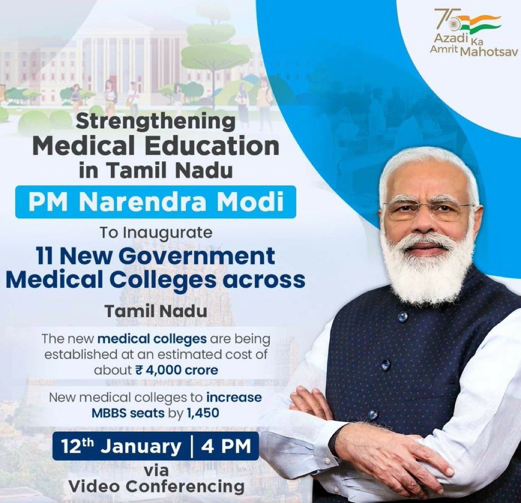 khushsundar's tweet photo. When others just made false promises and did nothing, here our PM H'ble @narendramodi ji made it possible without blowing his own trumpet.
Adding 11 more medical colleges to Tamilnadu, he proves he is here to work for the county.
#ModiHaiToMumkinHai 👏👏🙏🙏
#TNThanksModiji 🙏 https://t.co/3k3cjBAaR9