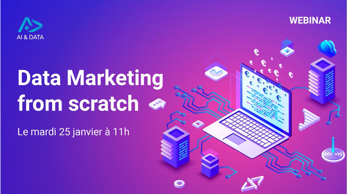 Webinar “Data marketing from Scratch” mardi 25 janvier à 11h, inscrivez-vous vite ! 

➡️ bit.ly/3ngcK78 

#data #datamarketing #datadriven #IA #AI #CRM #smartdata
