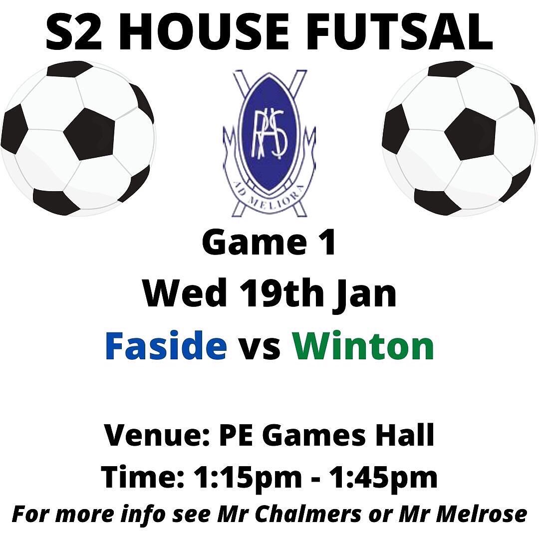 RossHighPE's tweet photo. 🚨⚽️S2 HOUSE FUTSAL⚽️🚨

All S2 pupils are welcome to take part in the event. 

Please only attend if your house is playing on that particular day.
No spectators will be allowed. 
#rhshousesportchamps #RossFOOTBALL https://t.co/CUrQLP5pGW