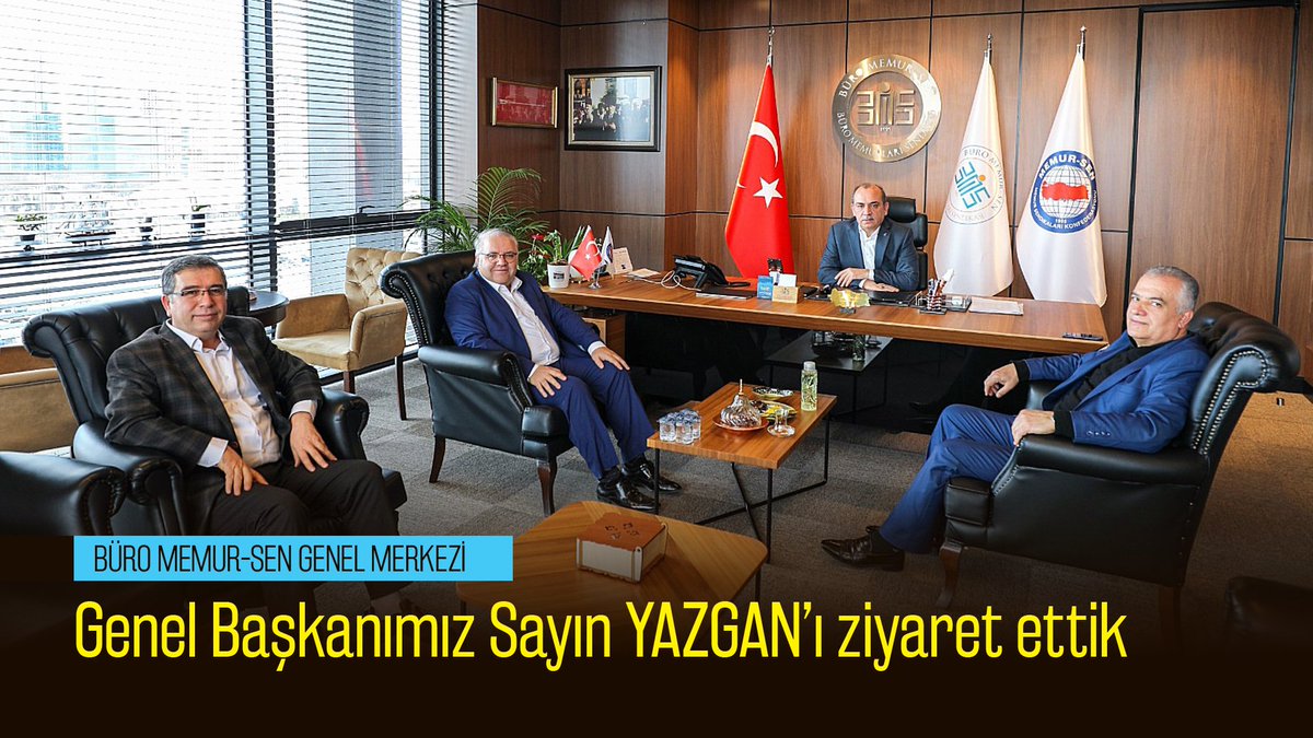 Şube Başkanımız İsmail Hakkı AĞMANALMAZ ile Başkan Yardımcıları Mehmet KAHRAMAN ve Menduh DOĞAN, Büro Memur-Sen Genel Başkanımız Sayın Yusuf YAZGAN'ı Genel Merkez ofisinde ziyaret etti. 
Başkanımız AĞMANALMAZ, Genel Başkan YAZGAN ile üye sorunları hakkında istişarede bulundu.