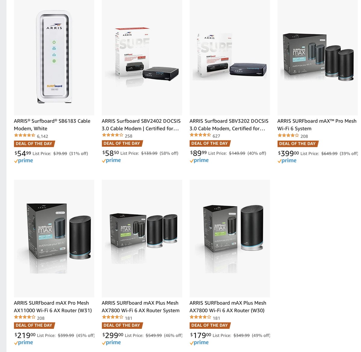 Up to 45% off Arris Networking Products   

