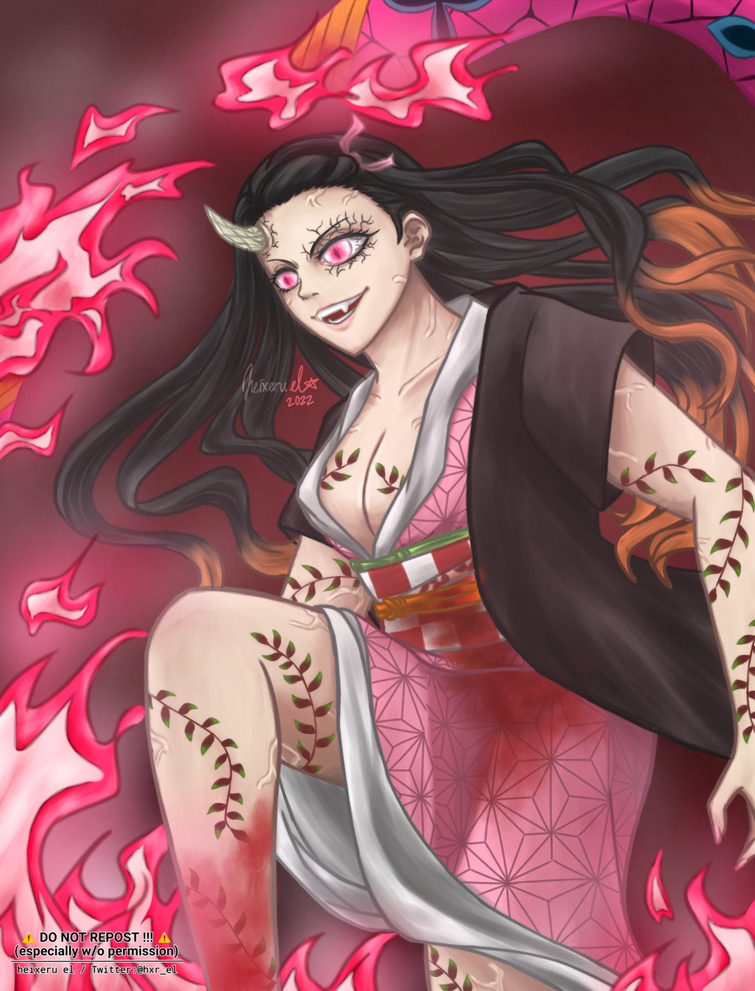 SantiagoMg_art on X: Nezuko humana (kimetsu no yaiba 126) remake