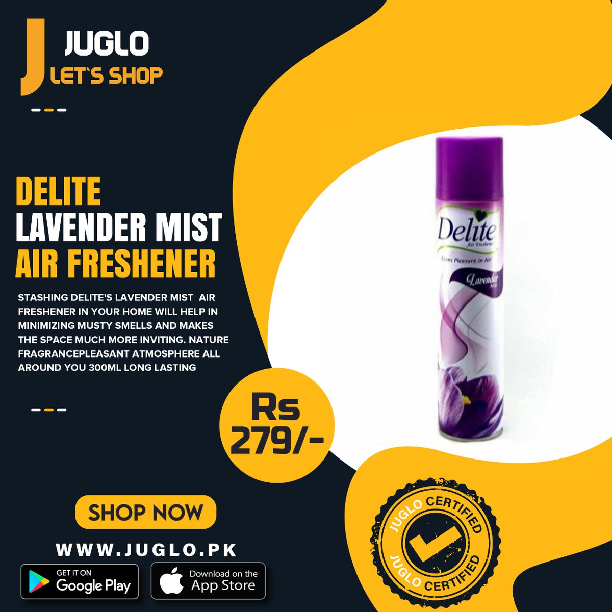 Get The Best Air Freshener For Your Home Today And Feel The Difference In The Air Around You...
Freshness Is In The Air!!!
juglo.pk/delite-lavende…
#juglopk #shoppingonline #onlineshopping #airfreshener #fragrance #lavender