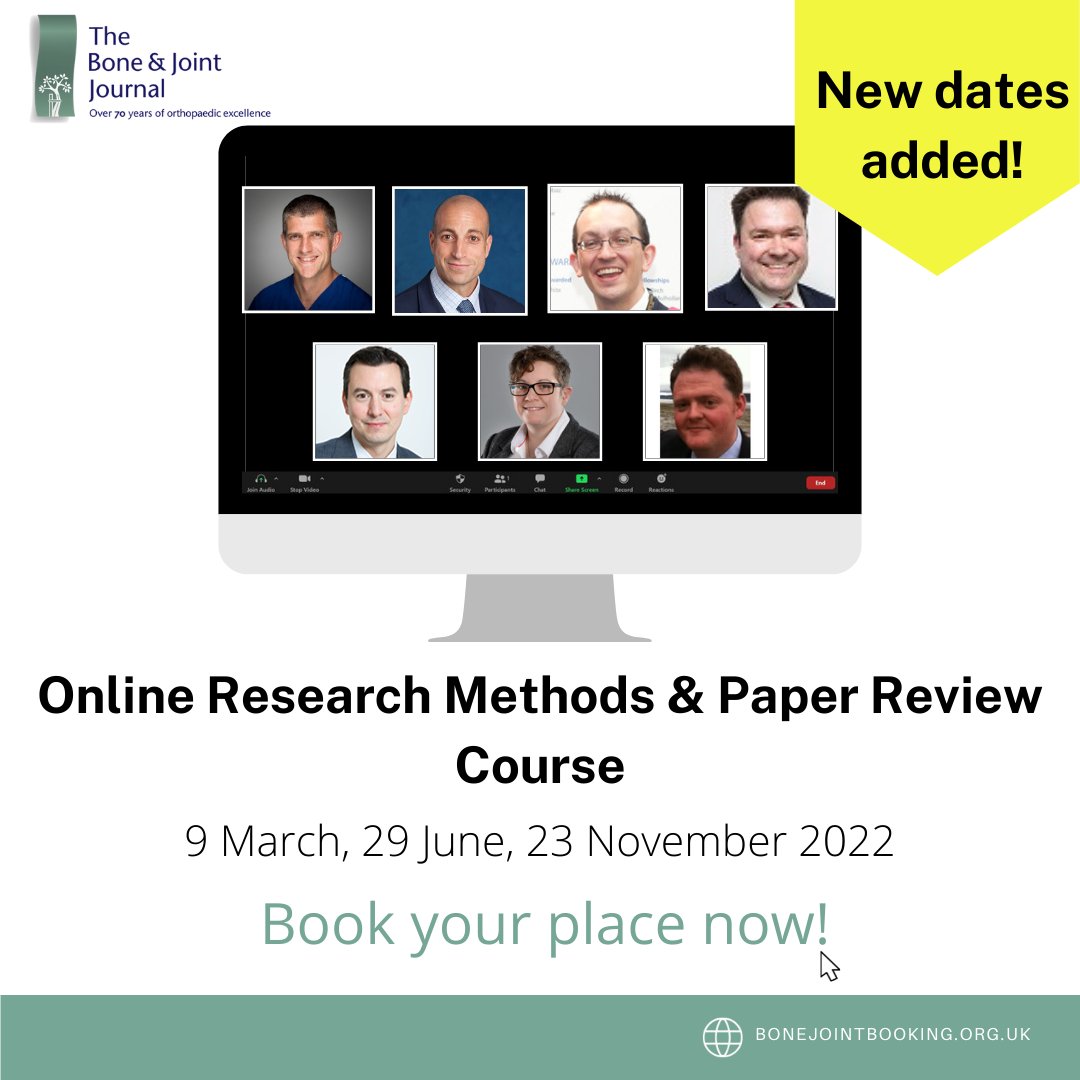 Don't forget to book on to our Research Methods Course! We cover statistics in orthopaedics, setting up studies properly, how to write/review a paper, how to maximize the visibility of your work &amp; more. 

For more info &amp; to book: ow.ly/5UJj50HbZmp

#orthotwitter #meded